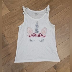 THE CHILDREN'S PLACE | White Unicorn Tank with Pink Floral Crown